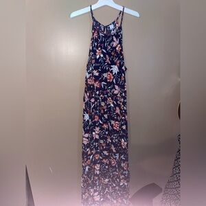 Beautiful Old Navy Ladies Floral Navy Maxi Dress Full Length Flowy Sz XL